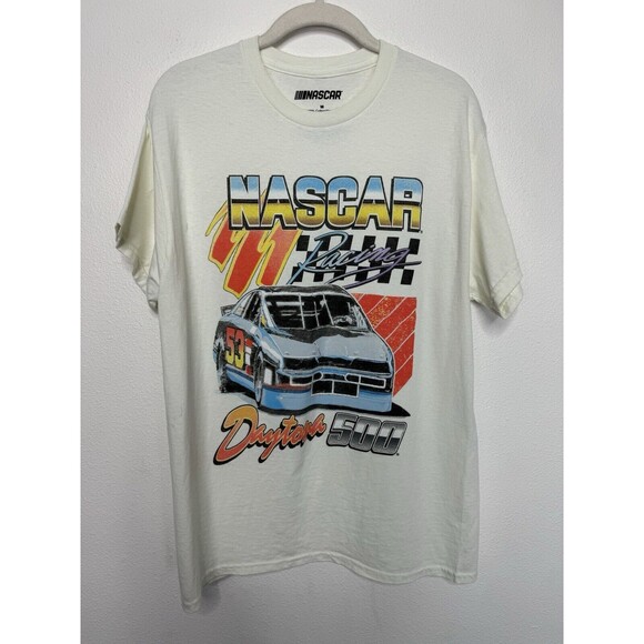 NASCAR Sz M Ivory #53 Racing T-Shirt Daytona 500 Short Sleeve Cotton Flaw - Picture 1 of 9